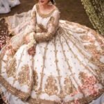 3 piece unstitched Party wear Heavy Net Embroided Frock dress