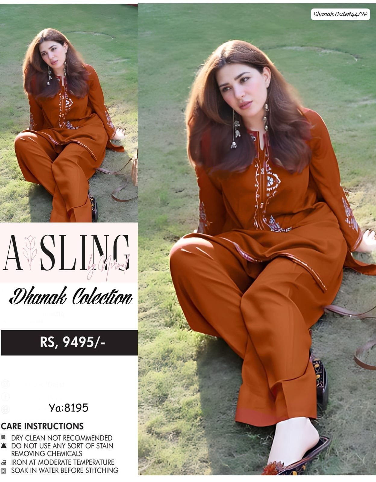 aa 180 2 piece unstitched Embroided Dhanak dress - Image 1