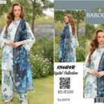 3 piece unstitched embroidered khaddar dress