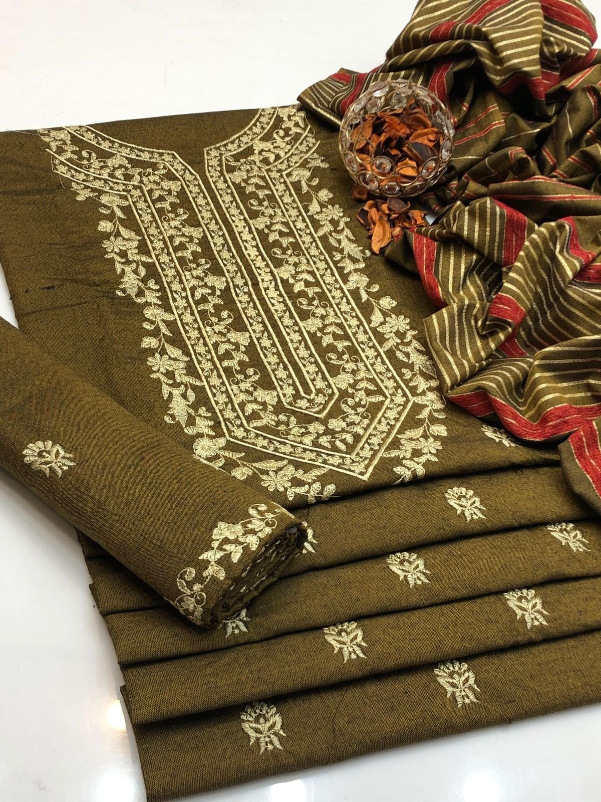 aa 248 3 piece unstitched khadi dress - Image 1