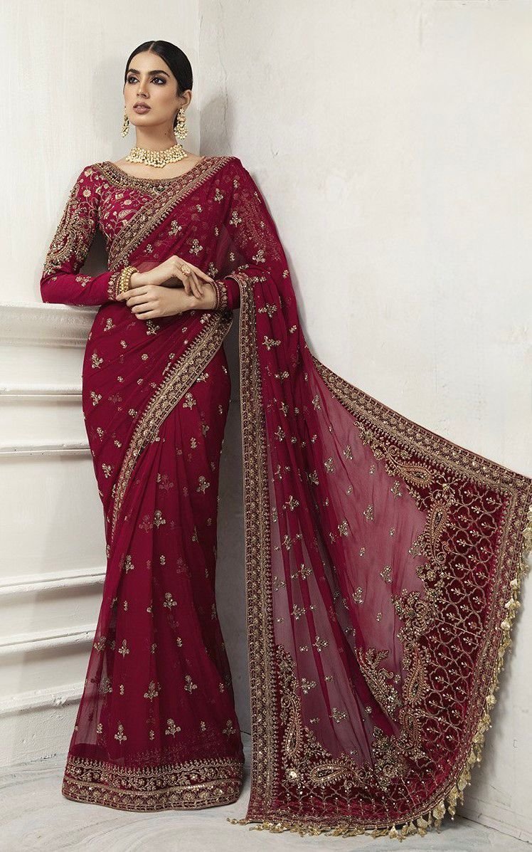 a 1 Maria B Wedding collection beautiful saree 4 colors - Image 1