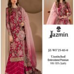 3 piece unstitched chiffon heavy embroidery dress