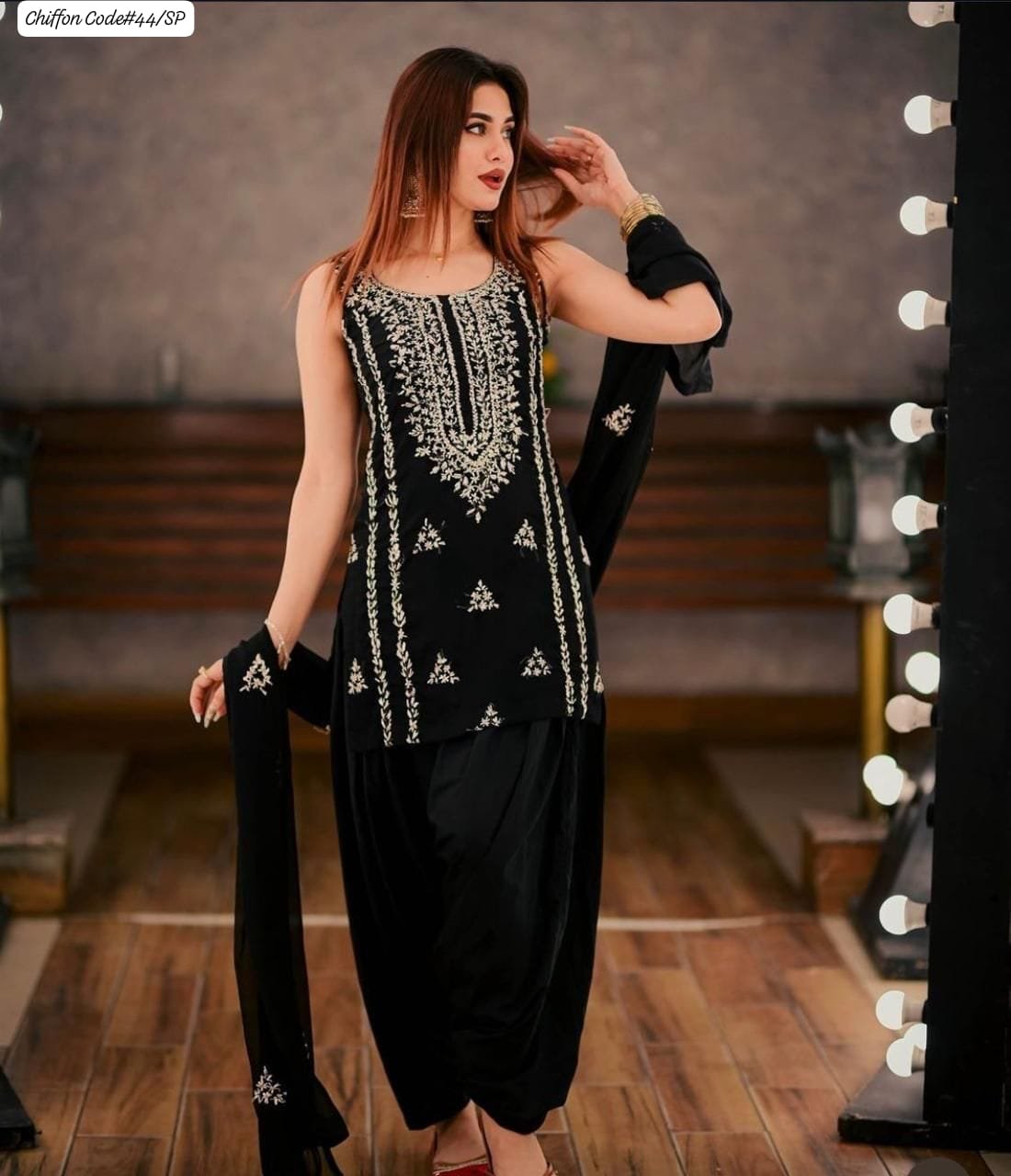 a 1 2 piece unstitched chiffon handmade Gota work party dress - Image 1