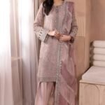 3 piece unstitched organza heavy embroidery party wear outfit