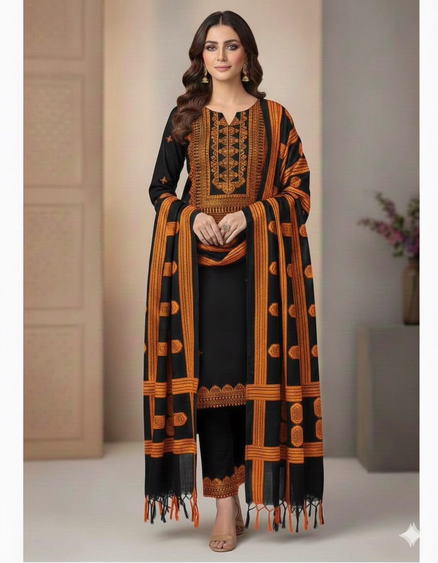 aa 5 3 piece unstitched Indian susi dress - Image 1