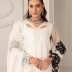 3 piece unstitched beautiful white embroidery fancy dress