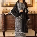 3 piece unstitched chiffon Embroided party wear outfit