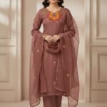 2 piece unstitched organza party wear outfit