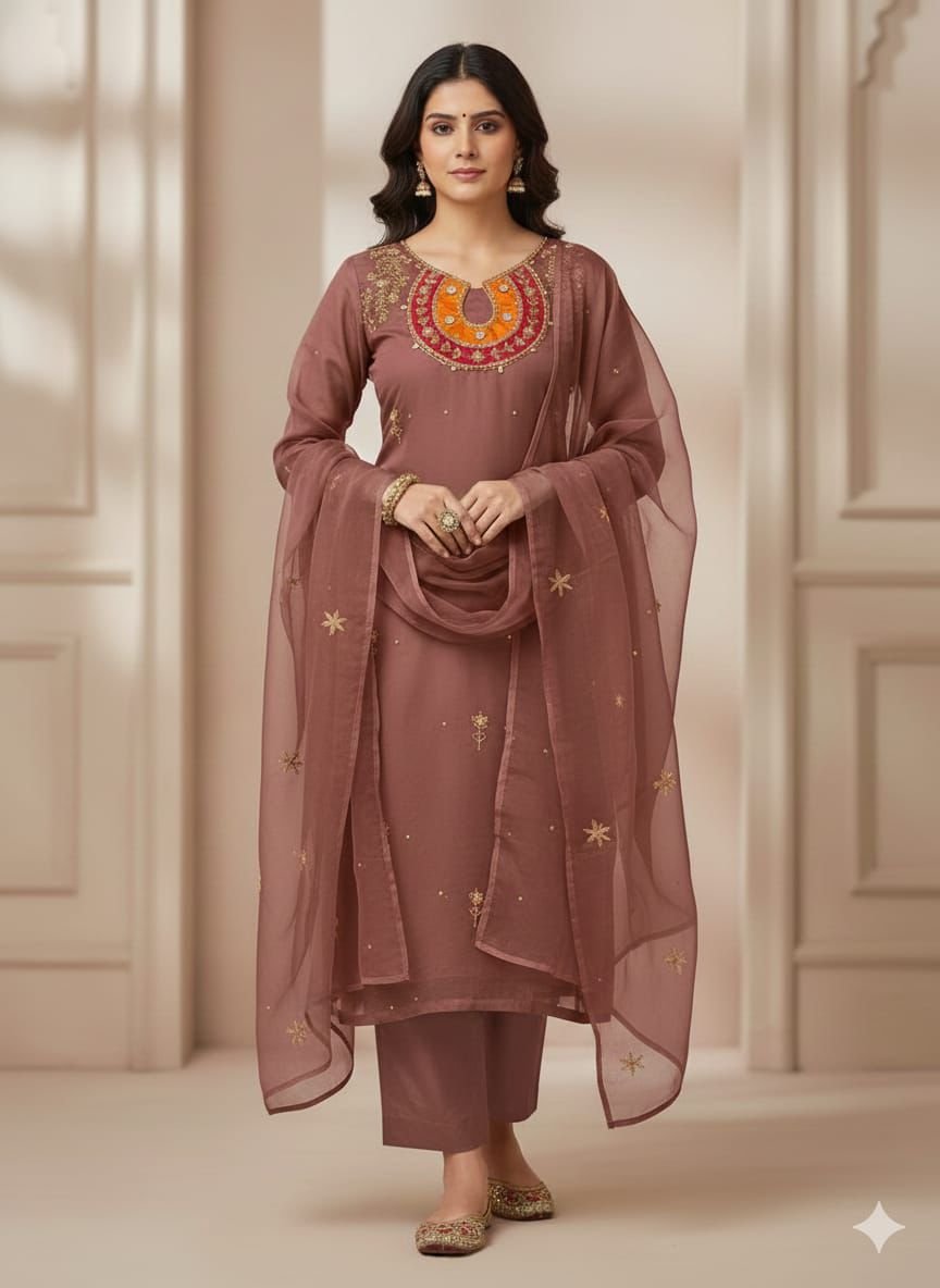 WhatsApp Image 2025-12-30 at 12.27.24 AM 2 piece unstitched organza party wear outfit - Image 1