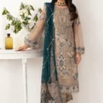 3 piece unstitched chiffon party wear outfit