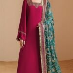 3 piece unstitched beautiful chiffon Embroided dress