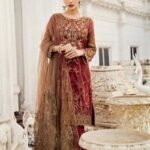 3 piece unstitched chiffon heavy embroidery wedding wear dress