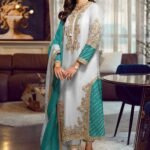 3 piece unstitched organza party wear outfit