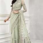 Net beautiful sari with silk blouse and peticote