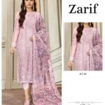 3 piece unstitched Full net Embroided Dress