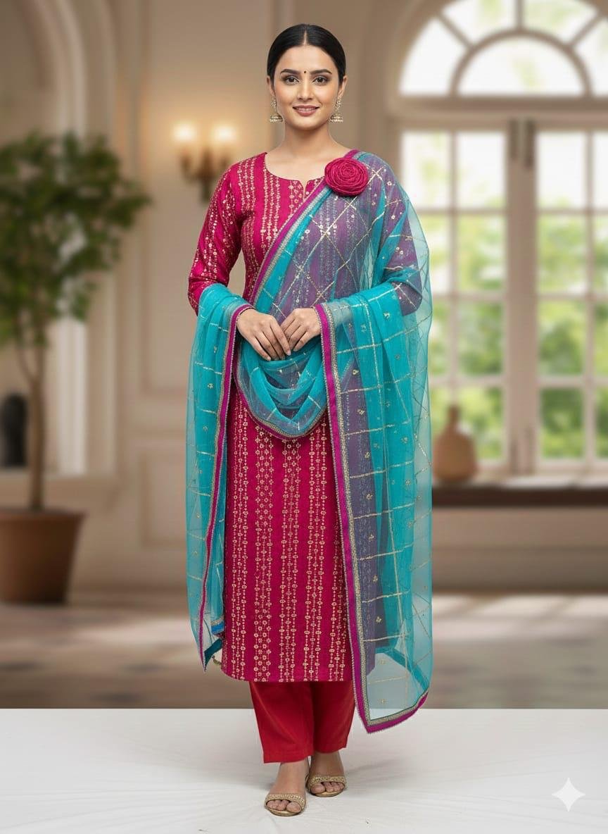 WhatsApp Image 2026-01-03 at 3.16.03 AM 3 piece unstitched soft organza light party wear outfit - Image 1