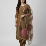 ORGANZA HAND EMBELLISHED PAINT BRUSH  UNSTITCHED 2pc