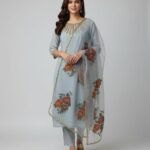 ORGANZA HANDMADE & PAINT BRUSH LUXURY UNSTITCHED 2pc