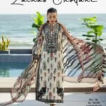 3 piece unstitched Linen dress with embroidery & patches