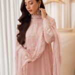 3 piece unstitched organza Embroided outfit