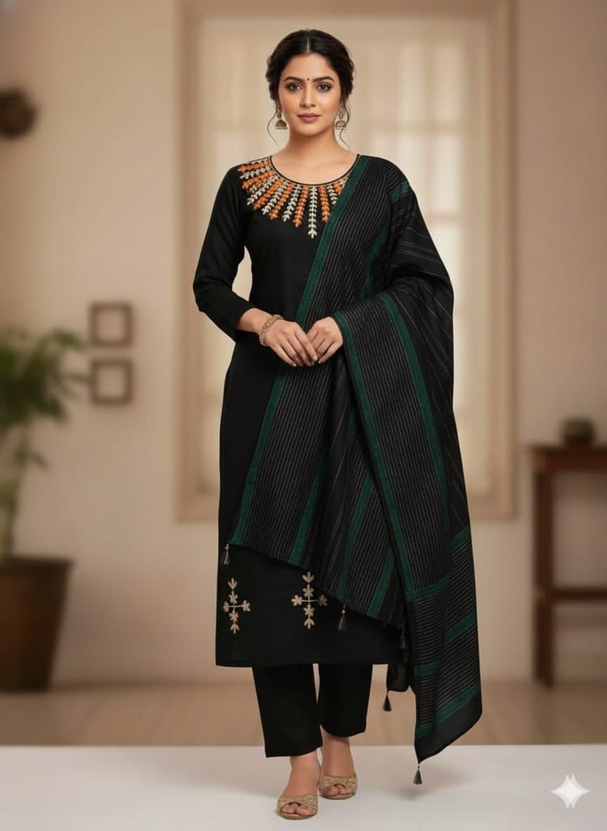 WhatsApp Image 2026-01-05 at 3.13.46 AM KHADI SILK EMBROIDEREDunstitced 3pc✓ - Image 1