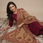 Brosha 3D Pashmina Velvet strips Shawl With Dhanak Shirt & Trouser